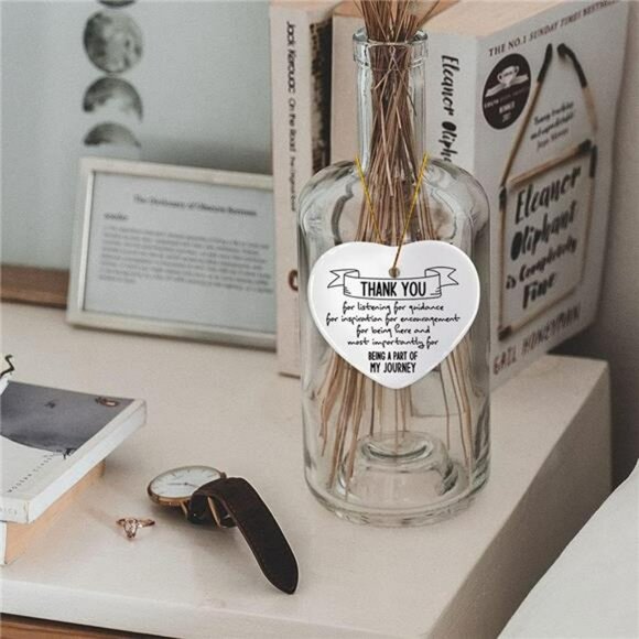 Thank You Heart Ornament Ceramic Keepsake Gift for Teacher Friend Coworker Boss - Picture 4 of 6